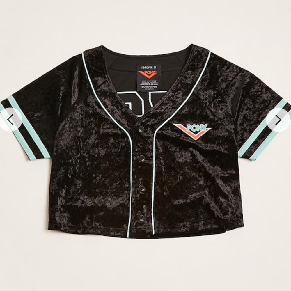 🧡PONYxFOREVER 21 BASEBALL VELVET CROP TOP